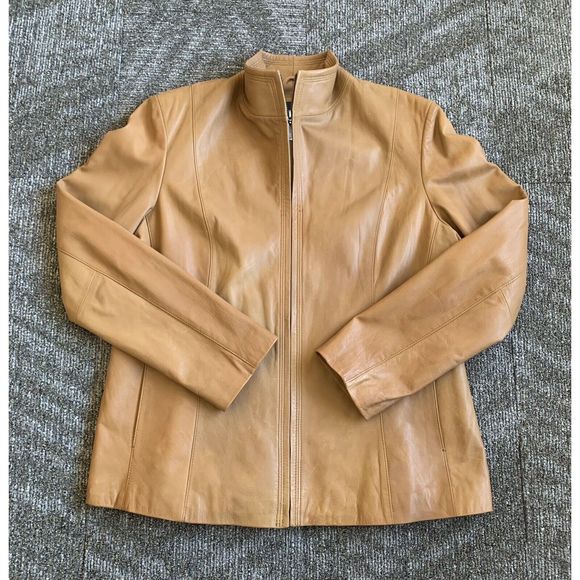 Cole Haan Jackets & Blazers - Cole Haan Leather Jacket Womens Xl Genuine Lambskin Full Zip Pockets Lined Brown